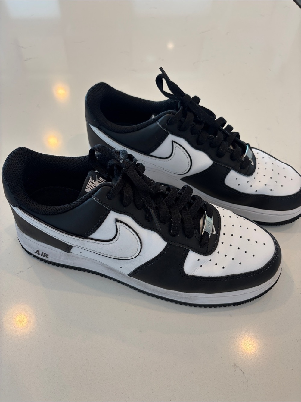 Nike Men’s Air Force 1 ‘07 Panda Low-Top Sneakers in Black and White
